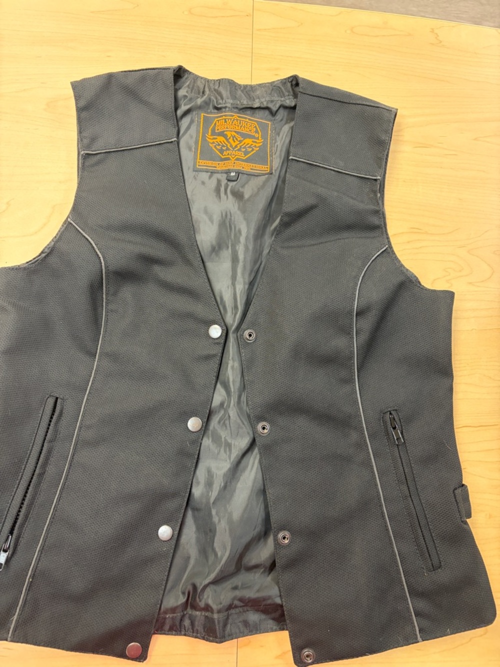 Black Women's Snap-Front Motorcycle Vest